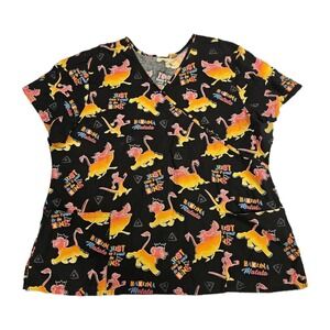 Disney Lion King Scrub Top Womens 2XL XXL Multicolor Hakuna Matata
